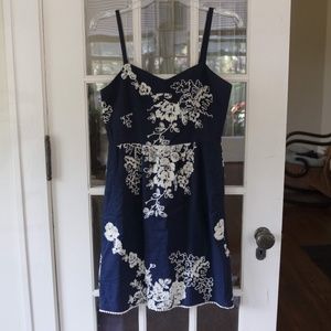 J.crew Navy Embroidered Floral Dress